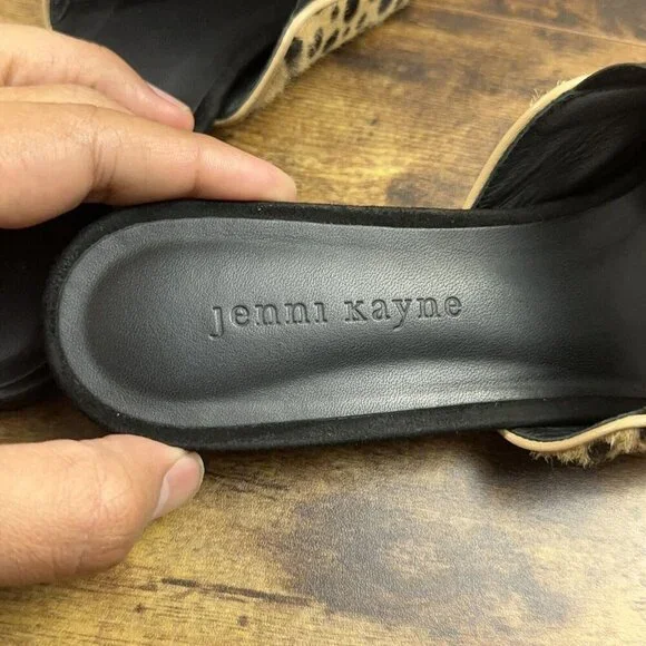 Jenni Kayne Cheetah Print Mules Size 39 Pony Hair Slip On Pointed Toe Flats - Picture 7 of 16